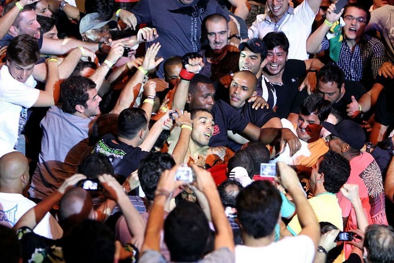 Jose Aldo famously celebrated in the crowd after beating Chad Mendes at UFC 142