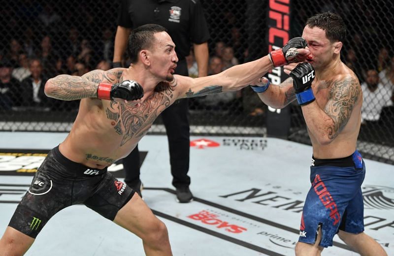 Max Holloway up against Frankie Edgar at UFC 240 last July, another successful title defence