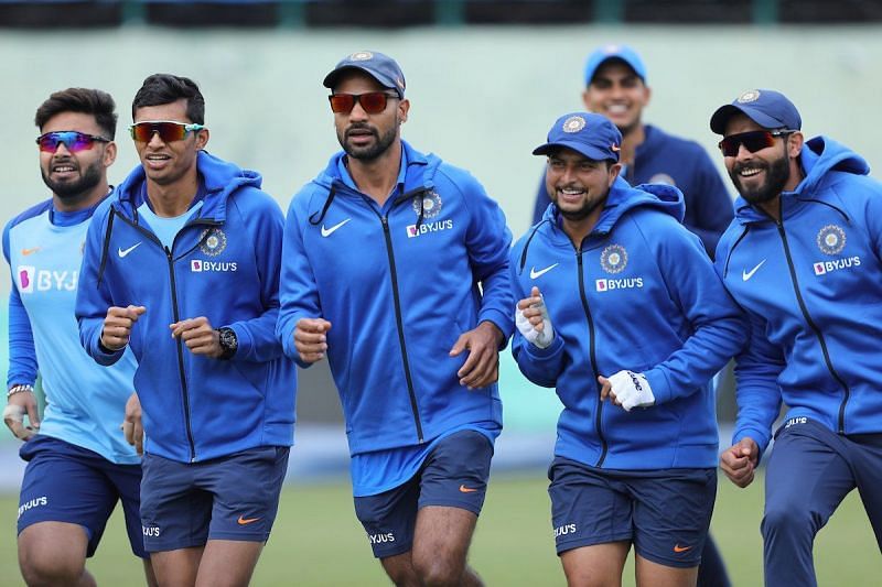 All smiles as Indian players train on match eve.