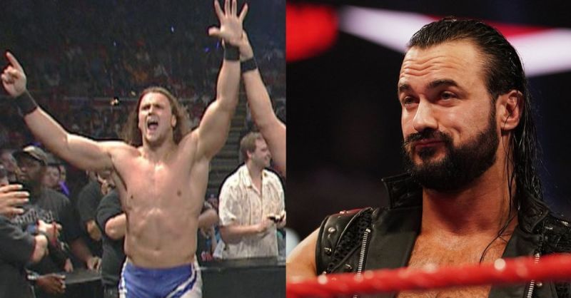 Drew McIntyre on his debut in 2007 (L); McIntyre now (R)