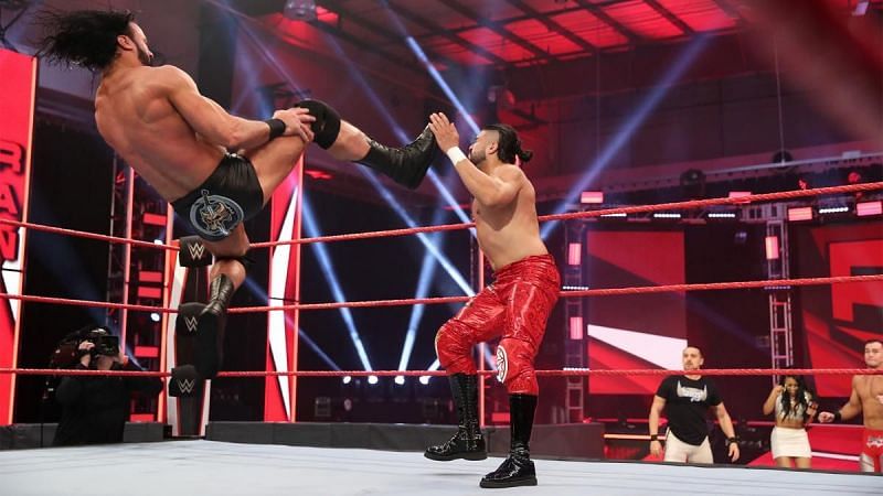 Garza and Theory did nothing to protect Andrade from Drew McIntyre