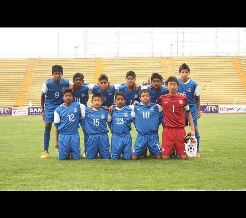 Amarjeet with India&#039;s U-14 team