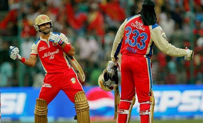 Virat Kohli and Chris Gayle in an animated mood