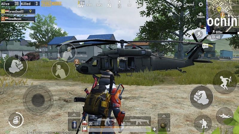 A helicopter in Pochinki.