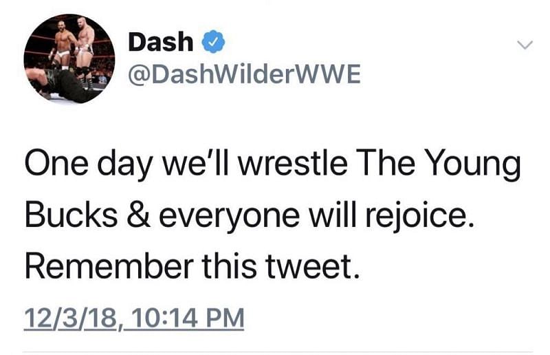 Dash Wilder hyping up a match between The Revival and The Young Bucks in December 2018.