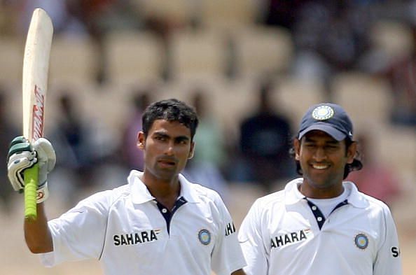 MS Dhoni was at the other end when Mohammad Kaif celebrated his maiden Test ton