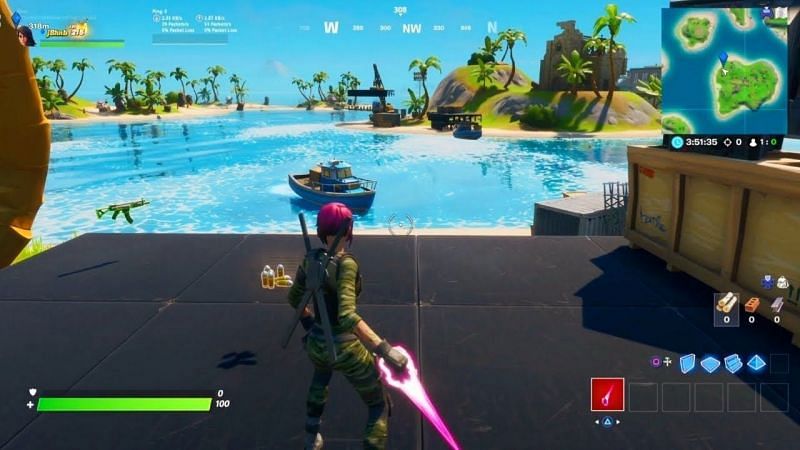 Visit Stage north of &#039;Sweaty Sands&#039; in Fortnite