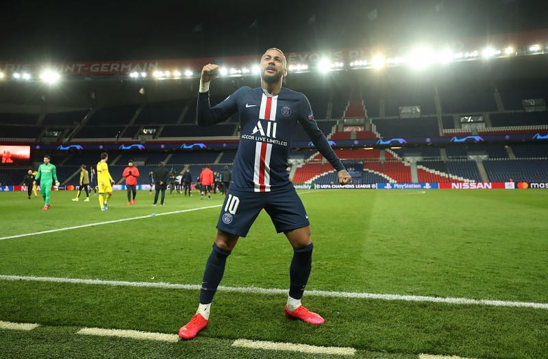 Neymar of Paris Saint-Germain celebrates a Champions League win over Borussia Dortmund.