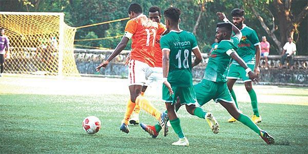 Sanson Pereira in action for Salgaocar FC (Image Source- Herald Goa)