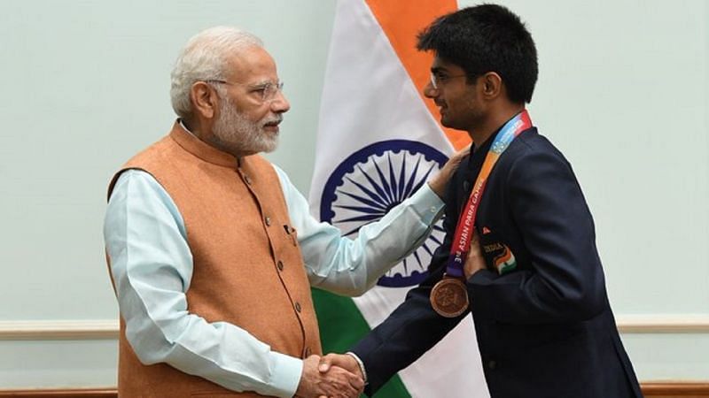 Being congraulated by Narendra Modi