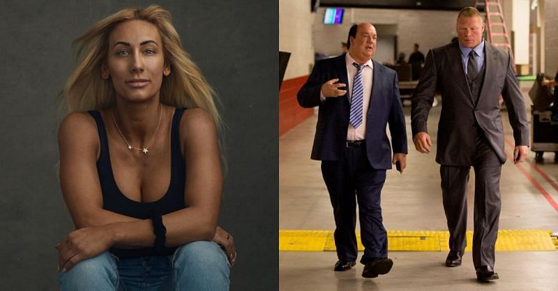 Carmella/ Paul Heyman with Brock Lesnar.