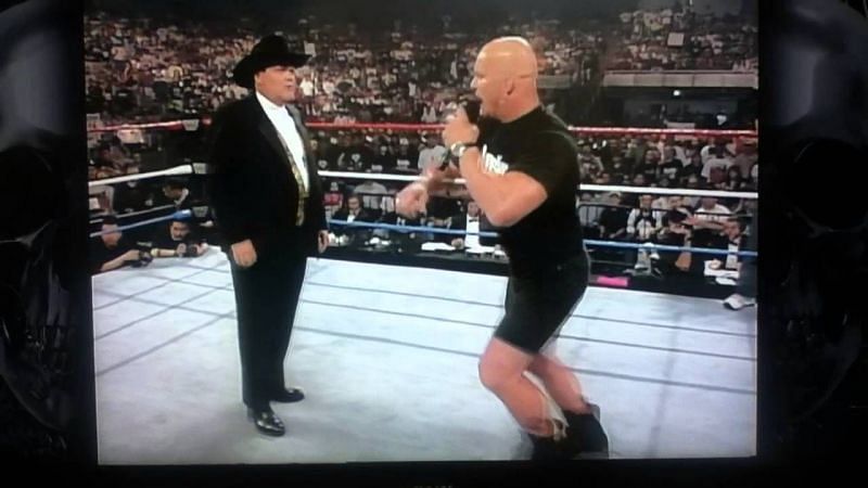 Stone Cold Steve Austin lashes out at Jim Ross. (Image courtesy: YouTube)