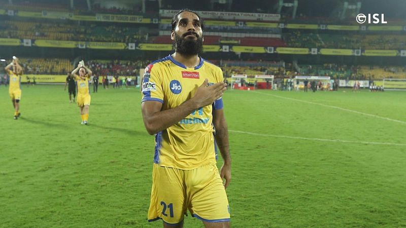 Sandesh Jhingan representing Kerala Blasters (Photo: ISL)