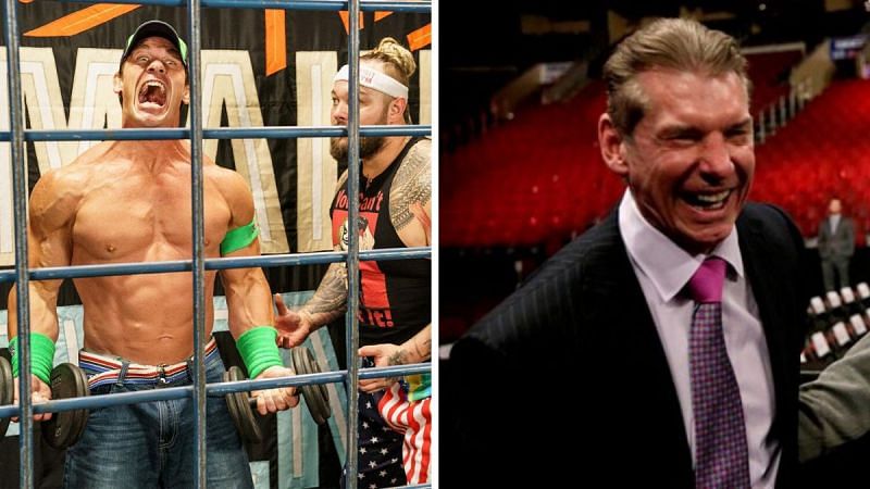 John Cena &amp; Bray Wyatt (left); Vince McMahon (right)