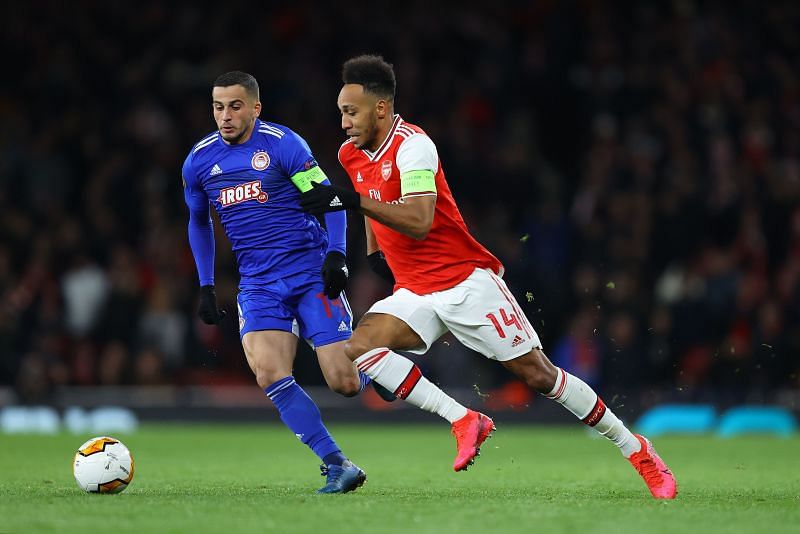 Pierre Emerick Aubameyang during a Europa League game against Olympiacos