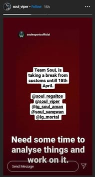 SouL Viper shared on Instagram Story.