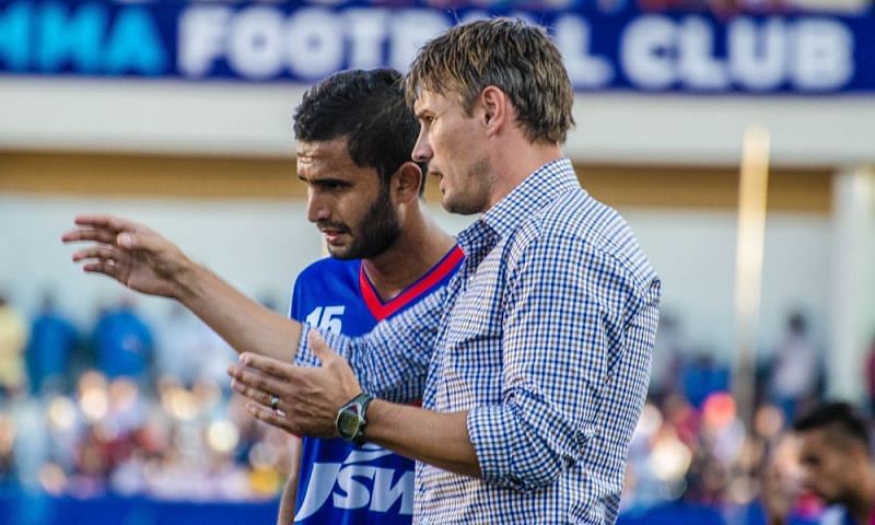 Darren Caldeira with Ashley Westwood during their Bengaluru FC days.