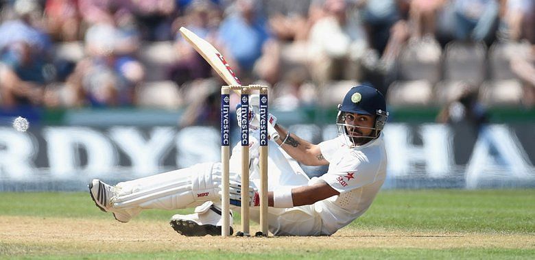 Virat Kohli couldn&#039;t handle the swing from the experienced England pacers in 2014