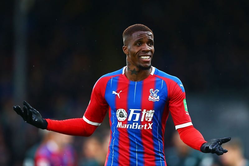 Wilfried Zaha of Crystal Palace reacts during a Premier League game against Newcastle United.