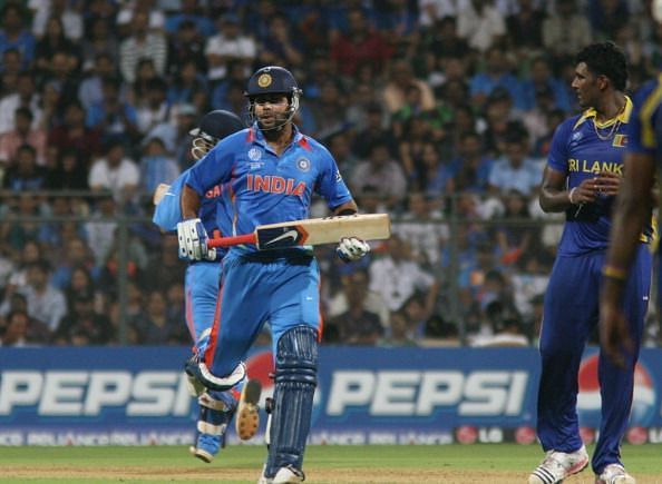 Virat Kohli takes a quick single during the 2011 World Cup Final