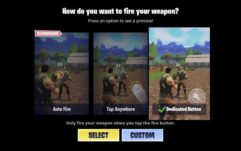 Dedicated Button for Weapon Fire Fortnite Mobile