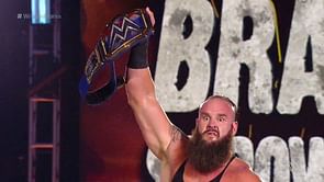 Braun Strowman reacts after winning the WWE Universal Title