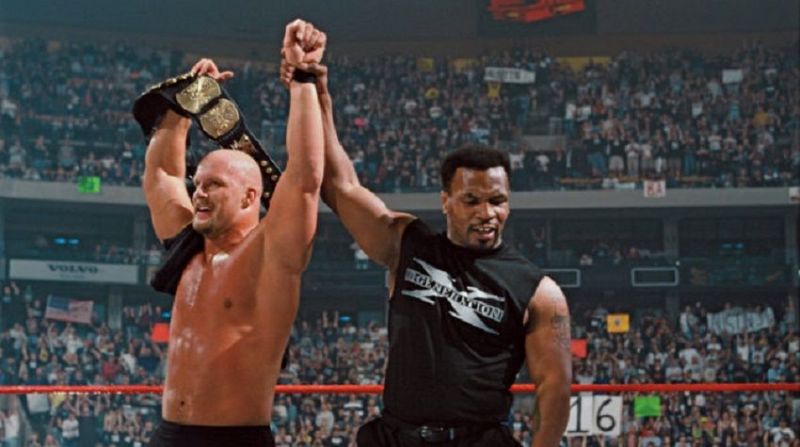 Mike Tyson alongside Stone Cold Steve Austin