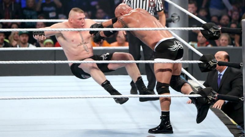 Goldberg throws Brock Lesnar like a ragdoll