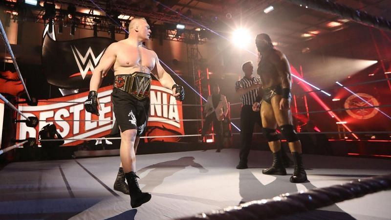 Brock Lesnar defended the WWE Championship against Drew McIntyre