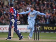  Ajit Agarkar celebrates a wicket - image credit: International Cricket Council (ICC).