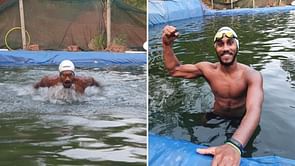 India's Tokyo Olympics hopeful, Likith SP trains in irrigation tank during quarantine period