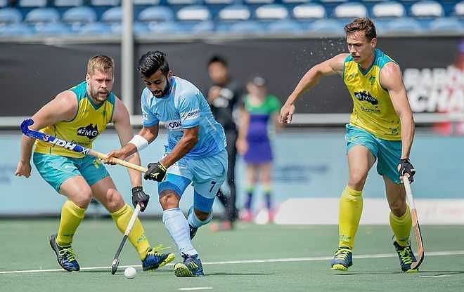 Manpreet Singh in action against Australia (Source: The Tribune)