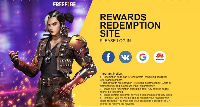 موقع استرداد مكافآت Garena Free Fire