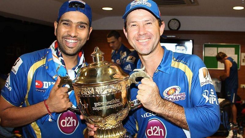 Rohit Sharma (left) took up the captaincy responsibility from Ricky Ponting (right).