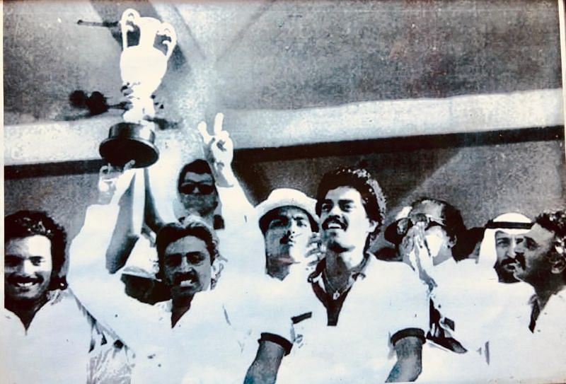 Indian team with the Asia Cup trophy. Pic Courtesy - Surinder Khanna&#039;s collections.