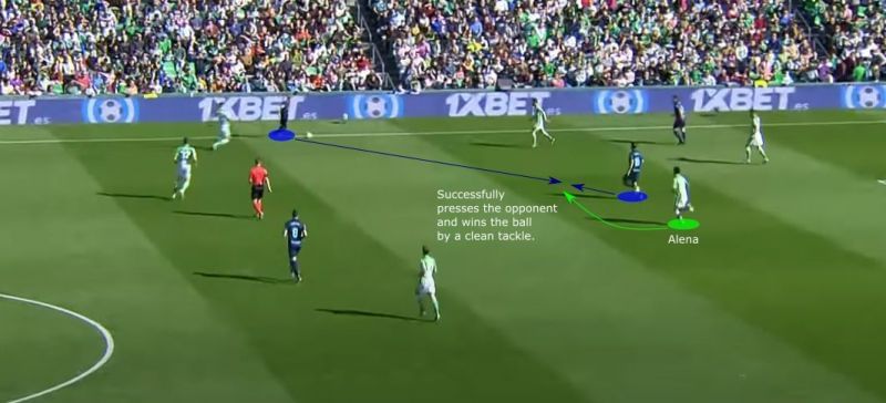  Alena pressing Real Sociedad defenders in the opposition half