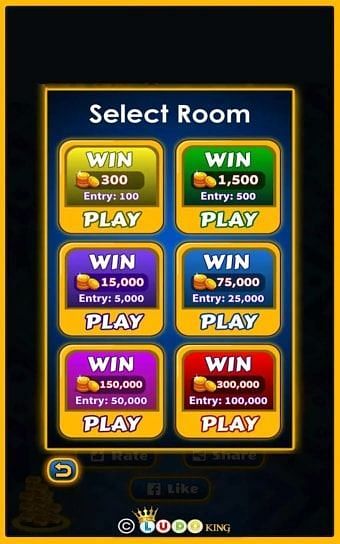 Selecting a room in Ludo King Online