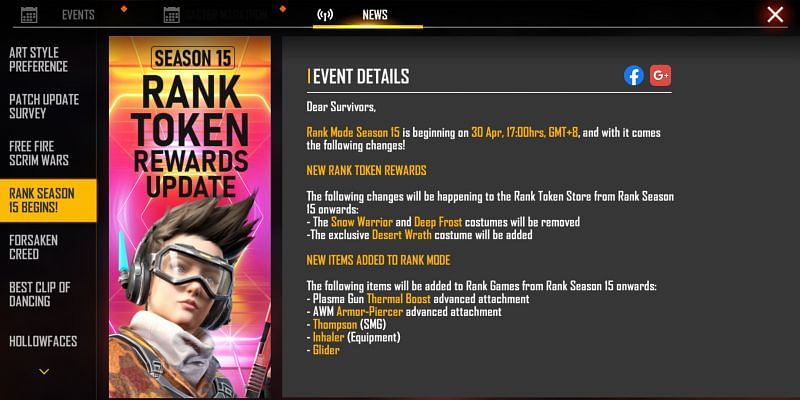 Free Fire: Rank Mode Season 15 Update release date ...