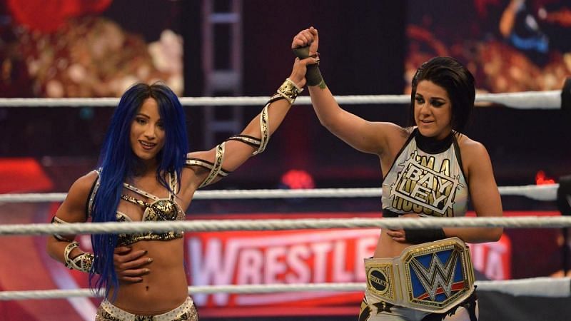 Bayley and Sasha Banks at WrestleMania 36