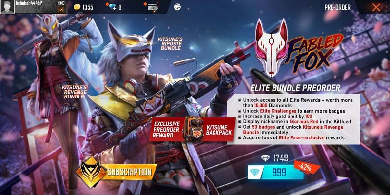 Fabled Fox Elite Pass in Free Fire