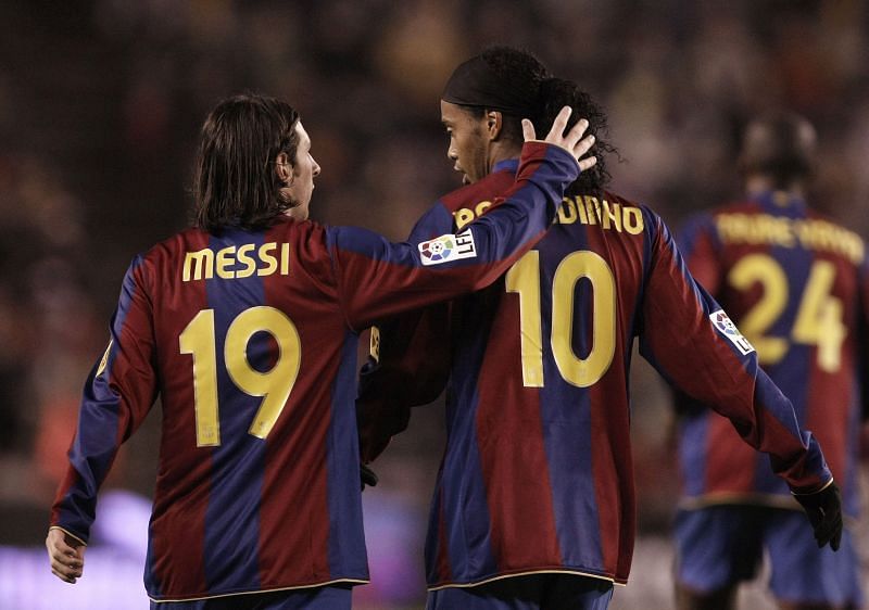 Ronaldinho took Lionel Messi under his wing at Barcelona.