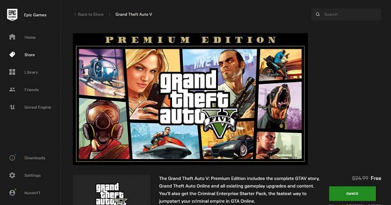 GTA 5 Premium Edition grátis na Epic Games Store