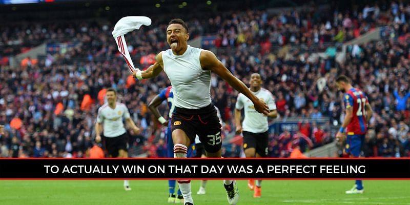 Lingard celebrates his memorable FA Cup Final winner vs. Crystal Palace. (Picture source: Sportskeeda)