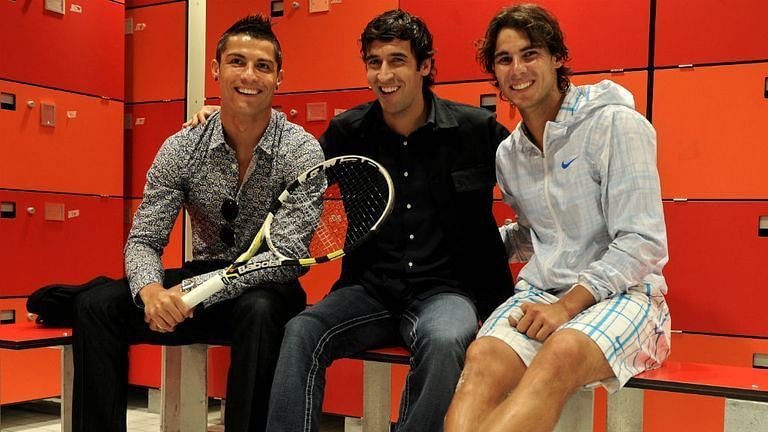 Rafael Nadal hangs out with Cristiano Ronaldo and Raul Gonzalez