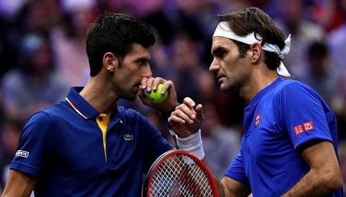 Novak Djokovic (left) and Roger Federer