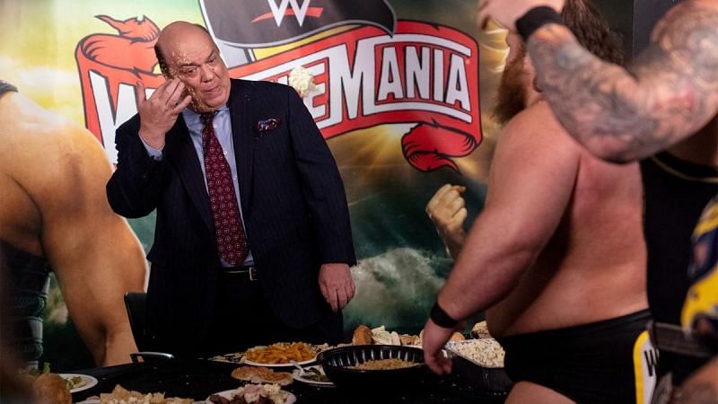 Paul Heyman had food thrown all over his face