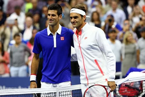 Novak Djokovic (L) and Roger Federer