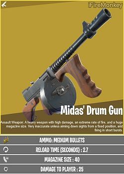 A photo of Midas&#039; Drum Gun a.k.a Mythic Drum Gun leaked by dataminer ifiremonkey