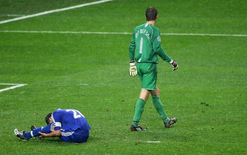 Van der Sar after Terry misses the crucial penalty