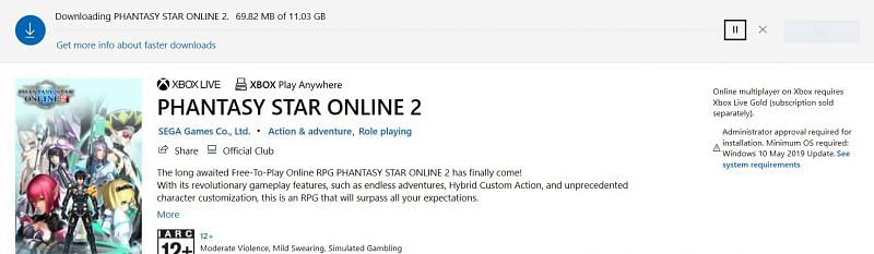 Phantasy Star Online 2 PC Download Window
